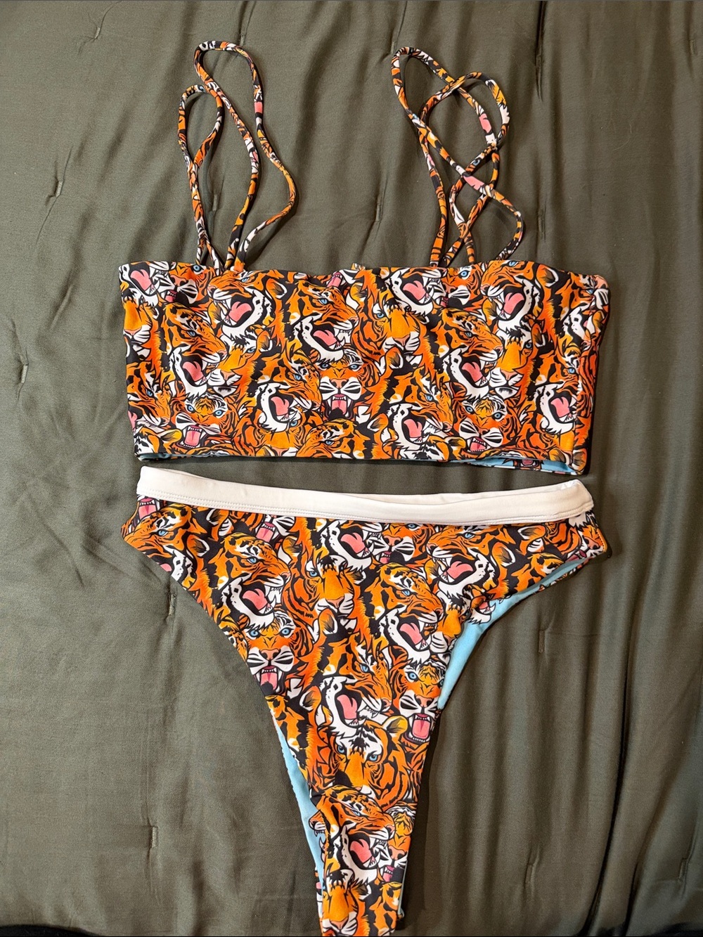 moana bikini Orange Tiger Print Two-Piece Swim Set